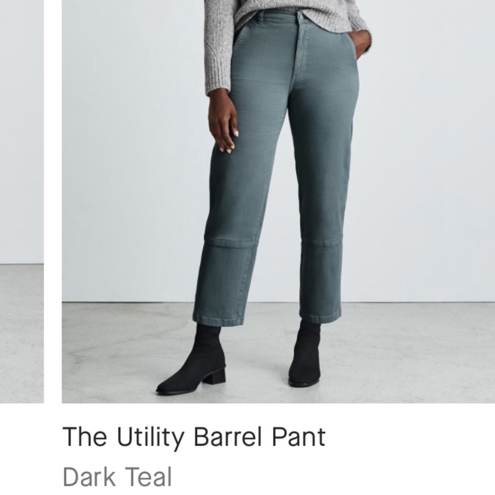 Everlane Utility Barrel Pant in discontinued teal